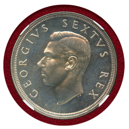 南アフリカ 1949年 5シリング 銀貨 ジョージ6世 NGC PF67