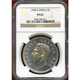 南アフリカ 1949年 5シリング 銀貨 ジョージ6世 NGC PF67