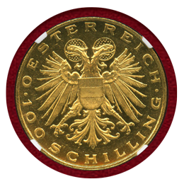 オーストリア 1936年 100シリング 金貨 マドンナ NGC PL62 CAMEO