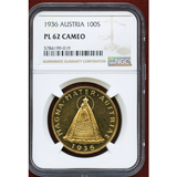 オーストリア 1936年 100シリング 金貨 マドンナ NGC PL62 CAMEO