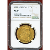 ポルトガル 1822年 ペカ(6400レイス)金貨 ジョアン6世 NGC MS64