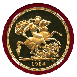 イギリス 1984年 5ポンド 金貨 エリザベス2世 NGC PF70UCAM
