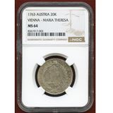 オーストリア 1763年 20クロイツァー マリア・テレジア NGC MS64