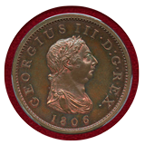 イギリス 1806年 ペニー 銅貨 プルーフ ジョージ3世 PCGS PR63BN