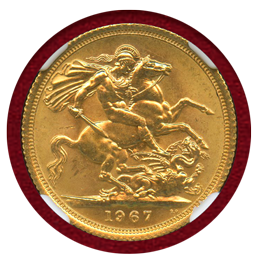 【SOLD】イギリス 1967年 ソブリン 金貨 エリザベス2世 NGC MS65