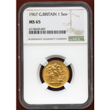 【SOLD】イギリス 1967年 ソブリン 金貨 エリザベス2世 NGC MS65