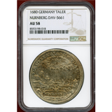 ドイツ ニュルンベルク 1680年 ターラー 銀貨 都市景観 NGC AU58