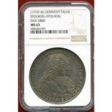 ドイツ シュトルベルク 1719年 ターラー銀貨 シュトルベルク家分割条約 NGC MS63