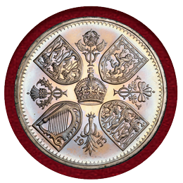 イギリス 1953年 クラウン 白銅貨 エリザベス2世戴冠記念 PCGS PR65CAM