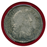 イギリス 1676年  1/2クラウン銀貨 チャールズ2世 PCGS XF Detail