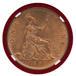 イギリス 1891年 ペニー 銅貨 ヴィクトリア バンヘッド NGC MS64RB