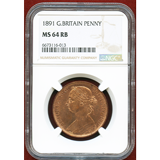 イギリス 1891年 ペニー 銅貨 ヴィクトリア バンヘッド NGC MS64RB