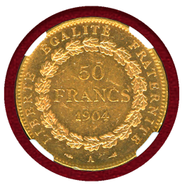 【SOLD】フランス 1904A 50フラン 金貨 エンジェル NGC MS62