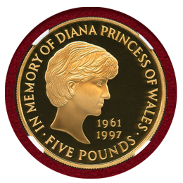 イギリス 1999年 5ポンド 金貨 ダイアナ NGC PF69UCAM