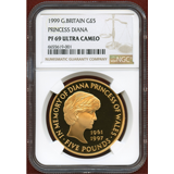 イギリス 1999年 5ポンド 金貨 ダイアナ NGC PF69UCAM