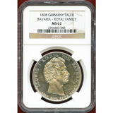 ドイツ バイエルン 1828年 ターラー 銀貨 天の祝福 ロイヤルファミリー NGC MS62