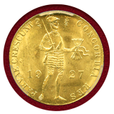 オランダ 1927年 ダカット 金貨 騎士立像 PCGS MS64