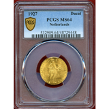 オランダ 1927年 ダカット 金貨 騎士立像 PCGS MS64