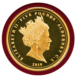 オルダニー 2019年 5ポンド 金貨 ウナとライオン PCGS PR70DCAM