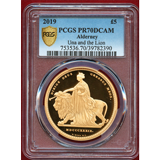 オルダニー 2019年 5ポンド 金貨 ウナとライオン PCGS PR70DCAM