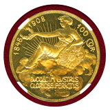 オーストリア 1908年 100コロナ 金貨 雲上の女神 NGC PF61
