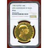 オーストリア 1908年 100コロナ 金貨 雲上の女神 NGC PF61