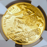 オーストリア 1908年 100コロナ 金貨 雲上の女神 NGC PF61