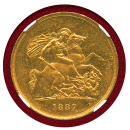 【SOLD】イギリス 1887年 5ポンド金貨 ヴィクトリア ジュビリーヘッド NGC MS60PL