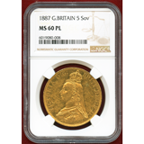 【SOLD】イギリス 1887年 5ポンド金貨 ヴィクトリア ジュビリーヘッド NGC MS60PL