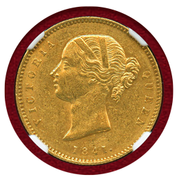 英領インド 1841(C) モハール 金貨 ヴィクトリア NGC AU58