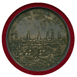 【SOLD】ドイツ ハンブルク 1665年 ポルトガレッサー 銀メダル 都市景観 NGC AU55