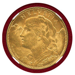 スイス 1914B 10フラン 金貨 アルプスと少女 NGC MS62
