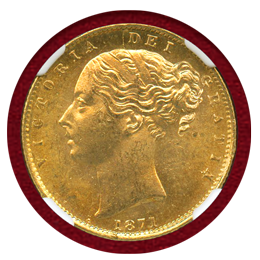 イギリス 1871年 ソブリン 金貨 ヴィクトリア ヤングヘッド シールド MS63