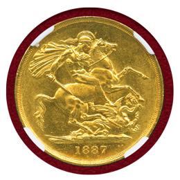 【SOLD】イギリス 1887年 2ポンド 金貨 ヴィクトリア ジュビリーヘッド NGC MS62