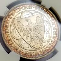【SOLD】ワイマール共和国 1927A 5マルク 銀貨 ブレーマーハーフェン NGC PF67