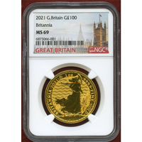 【SOLD】イギリス 2021年 100ポンド 金貨 ブリタニア NGC MS69