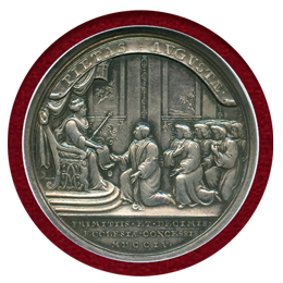 イギリス 1704年 銀メダル アン女王 報奨金基金設立記念 NGC MS61