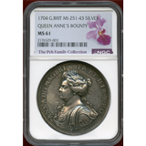 イギリス 1704年 銀メダル アン女王 報奨金基金設立記念 NGC MS61