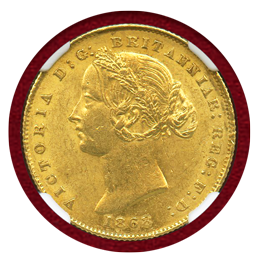 オーストラリア シドニー 1868年 ソブリン 金貨 ヴィクトリア バンクシア NGC MS60