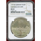 ドイツ ニュルンベルク 1779KR ターラー 銀貨 都市景観 NGC MS63