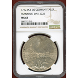 ドイツ フランクフルト 1772年 ターラー 銀貨 都市景観 NGC MS63