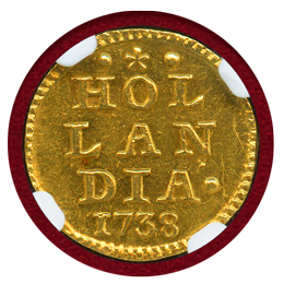 オランダ ホラント 1738年 1Stuiver(1/2ダカット) 金貨 NGC MS63