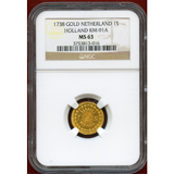 オランダ ホラント 1738年 1Stuiver(1/2ダカット) 金貨 NGC MS63