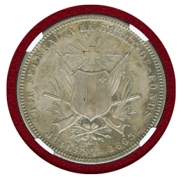 スイス 射撃祭 1863年 5フラン 銀貨 Neuchatel Fes NGC MS63