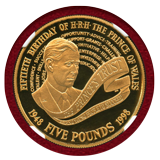イギリス 1998年 5ポンド 金貨 チャールズ皇太子生誕50周年記念 NGC PF70UC