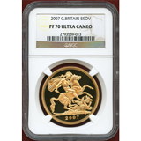 イギリス 2007年 5ポンド 金貨 エリザベス2世 NGC PF70UC