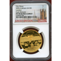 【SOLD】イギリス 2022年 ￡100(1オンス) 金貨 ロンドン景観  NGC PF70UC