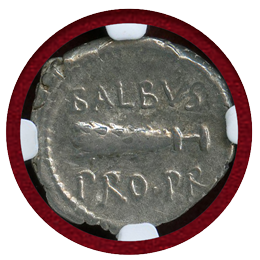 古代ローマ 紀元前41年頃 デナリウス 銀貨 アウグストゥス NGC Ch VF