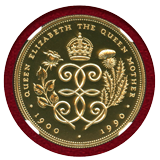 イギリス 1990年 5ポンド 金貨 エリザベス2世 王太后90歳記念 NGC PF69UC