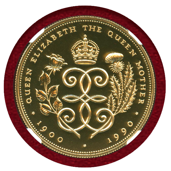 皇太后生誕90年記念】1990年 イギリス 金貨 5ポンド NGC PF69UC 準最高